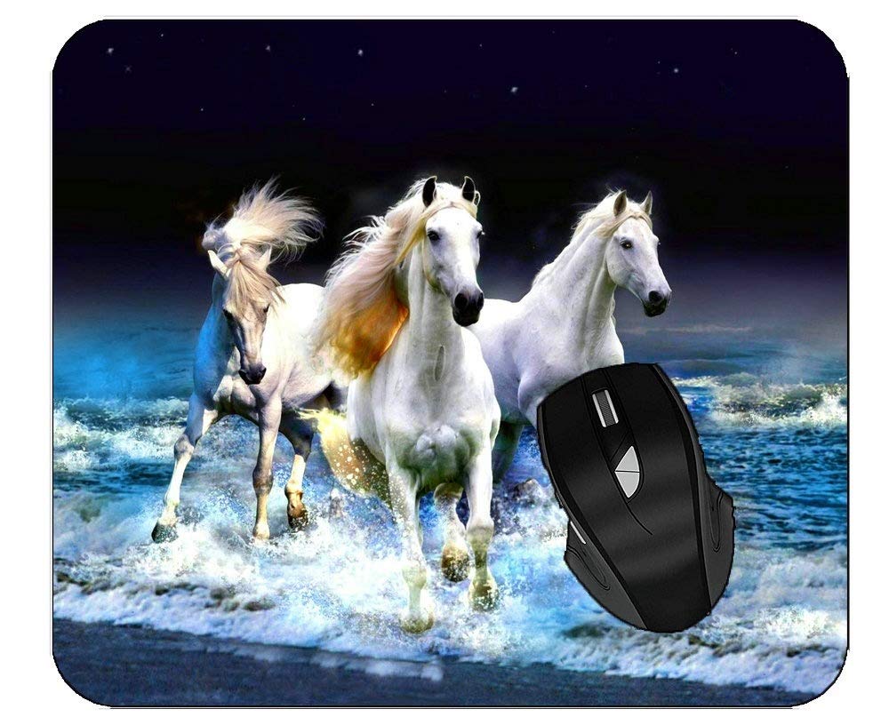 Premium Non-Slip Gaming Mouse Pad with Sea Beach Horse Design - Large Keyboard Mouse Mat for PC, Laptop, Office & Esports Gaming Setup