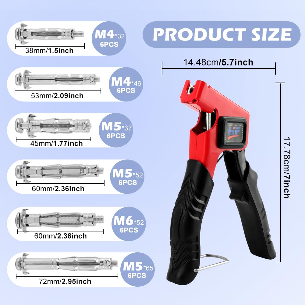 Heavy Duty Hollow Wall Anchors and Screws Kit - 36PCS Drywall Anchors in 6 Sizes with Setting Tool - Perfect for Hanging Pictures, Shelves & Home Decor
