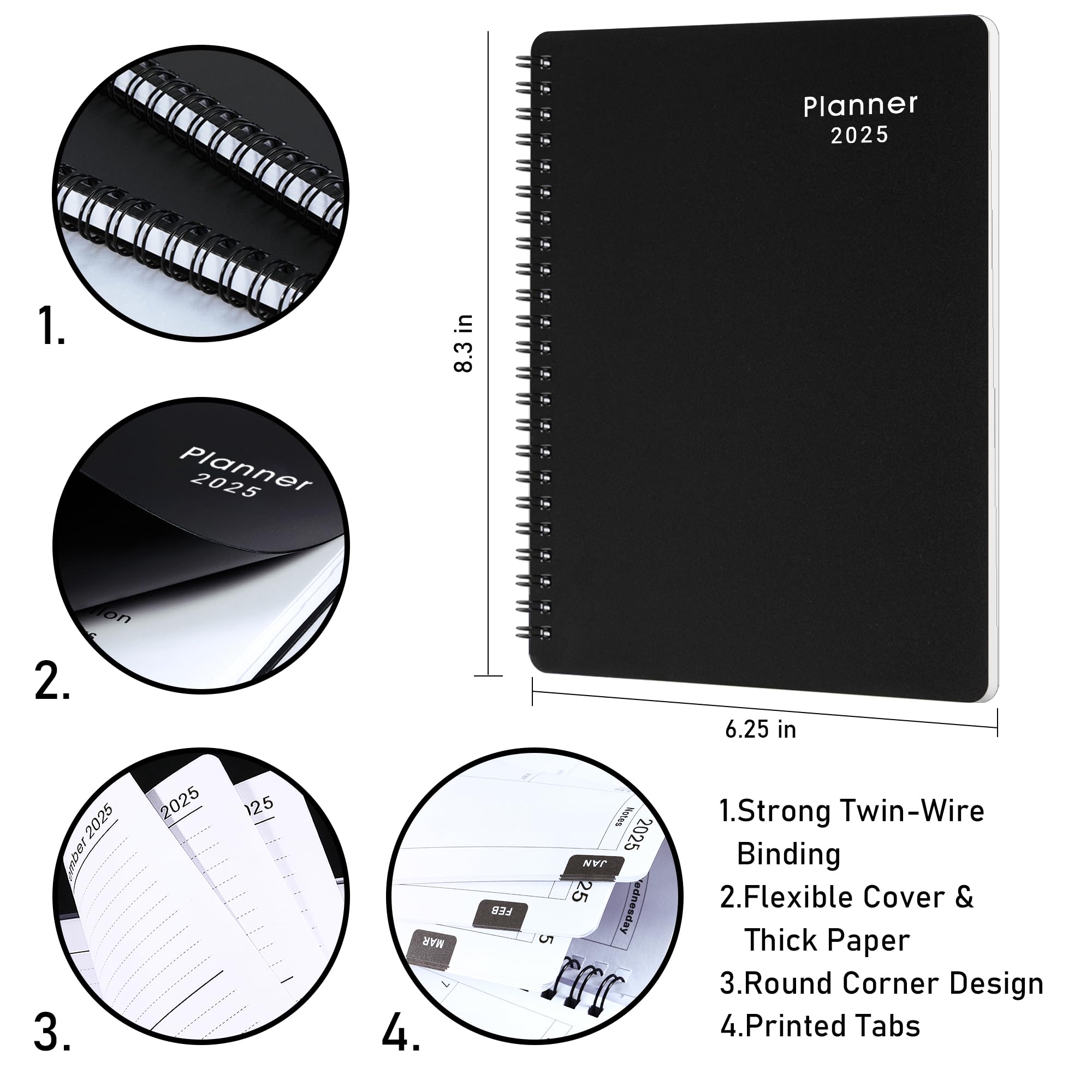 2025 Weekly & Monthly Planner - January to December 2025, 6.25