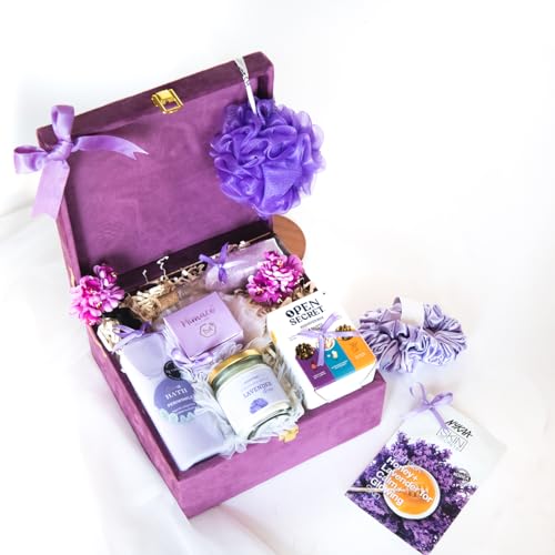 Lavender Gift Set for Women & Girls - Birthday, Anniversary, Valentine's Day Present for Wife & Girlfriend | Romantic Marriage Gifts | Perfect for Spa Nights, Relaxation & Self-Care Moments