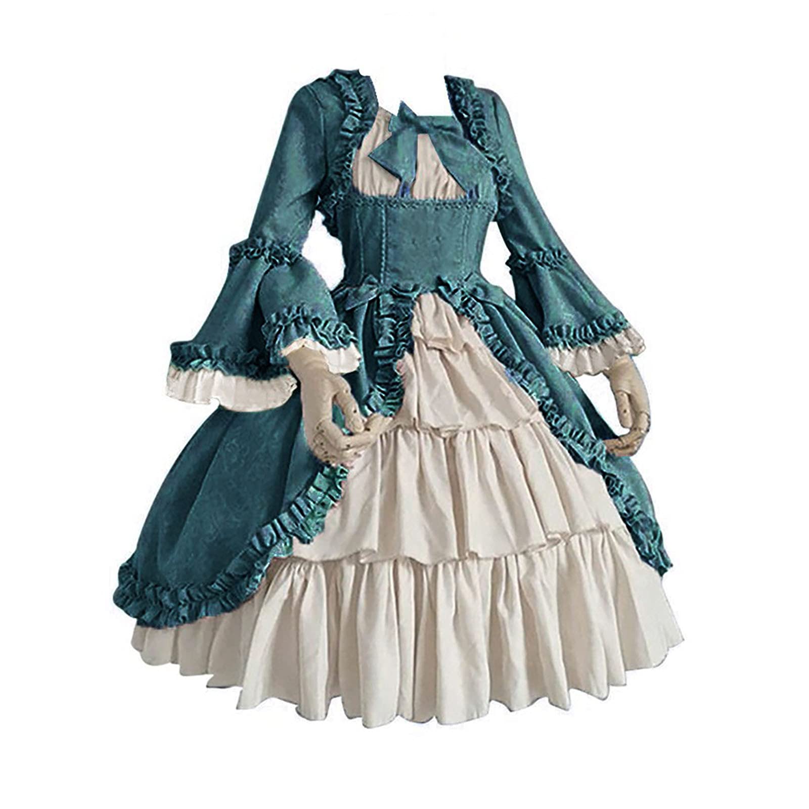 Elegant Victorian Rococo Ball Gown for Women | Long Sleeve Court Dress | Masquerade Party Costume & Princess Dress | Perfect for Renaissance Fairs, Costume Parties, and Themed Events