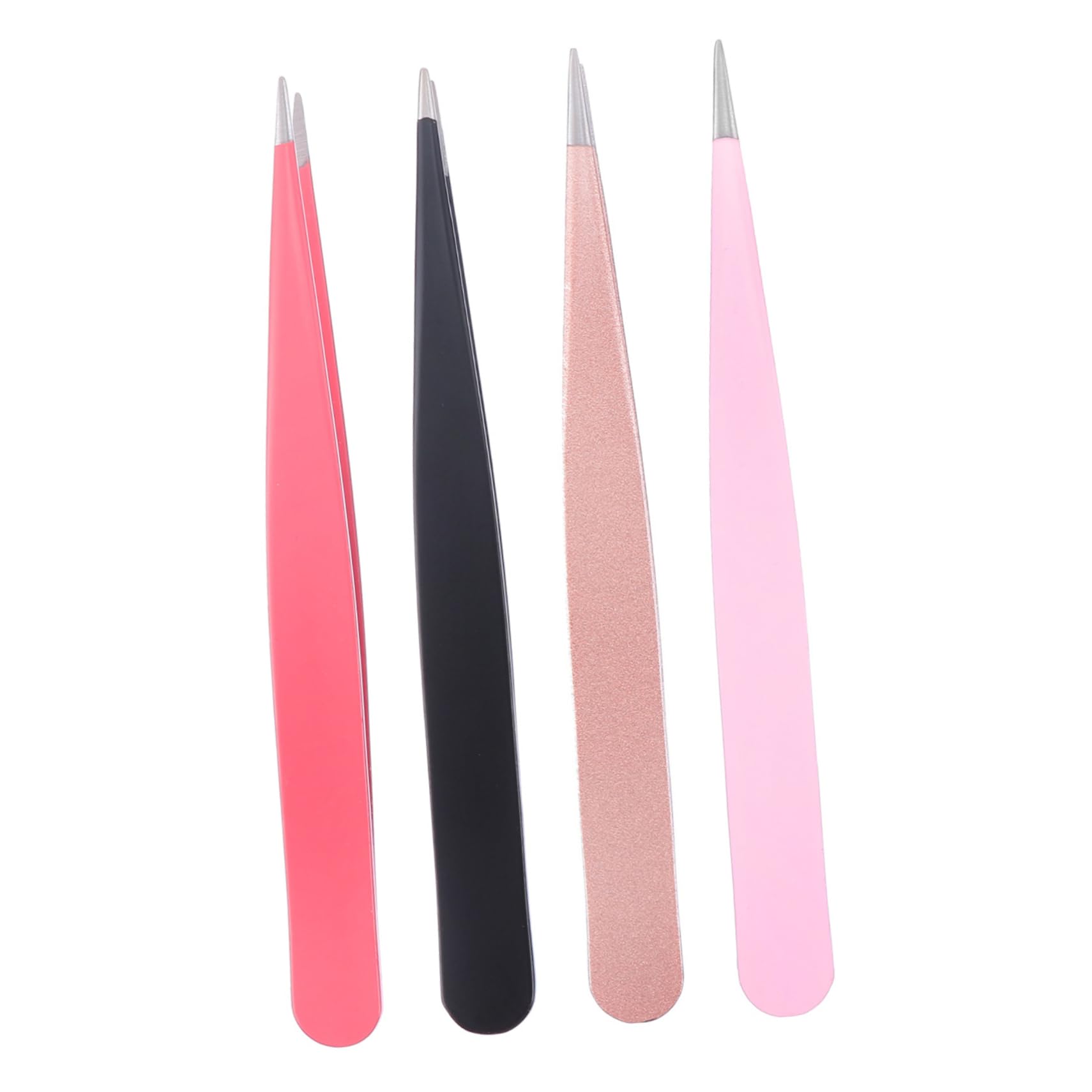 Mikinona 4-Piece Stainless Steel Eyebrow Tweezers Set - Pointed Tip, Lightweight & Portable for Precise Grooming | Perfect for Travel, Home Use, and Professional Salon Eyebrow Shaping