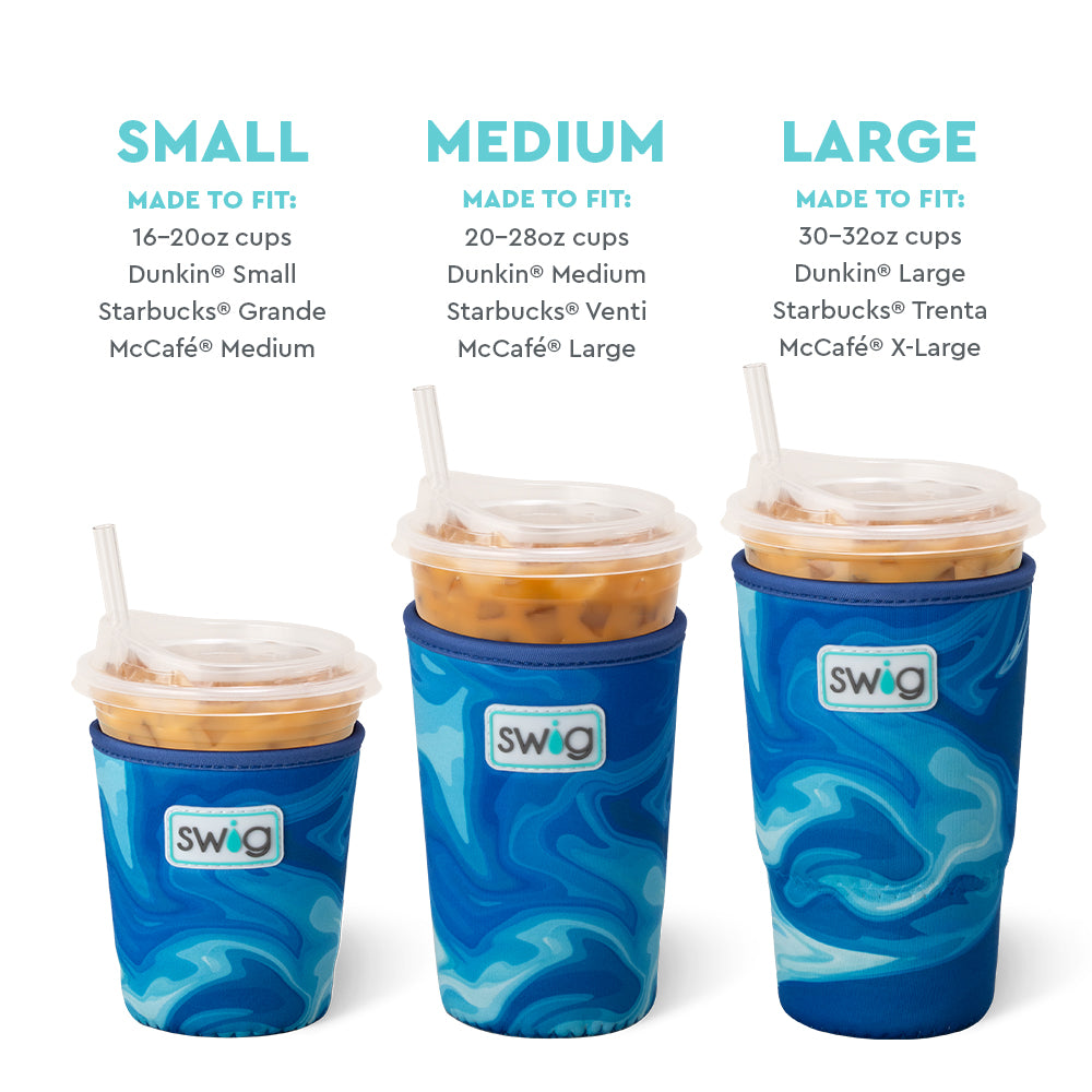Blue Lagoon Medium Iced Cup Coolie - Insulated Beverage Sleeve for Cold Drinks, Perfect for Iced Coffee, Smoothies, and Summer Cocktails at Home or Outdoor Parties