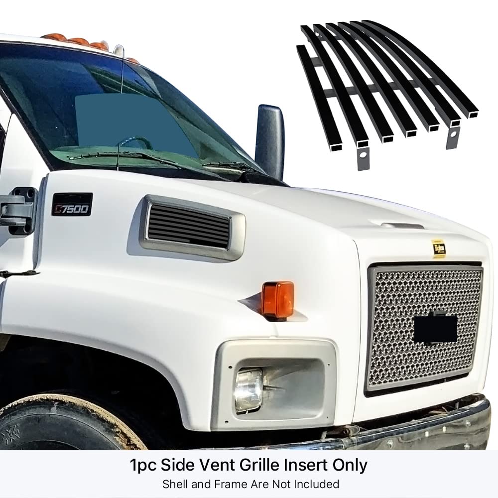 APS Black Billet Front Grill Grille Insert C86630H Compatible with Chevy Kodiak & GMC Topkick 2003-2009 - Side Vent Replacement for Enhanced Truck Style & Protection