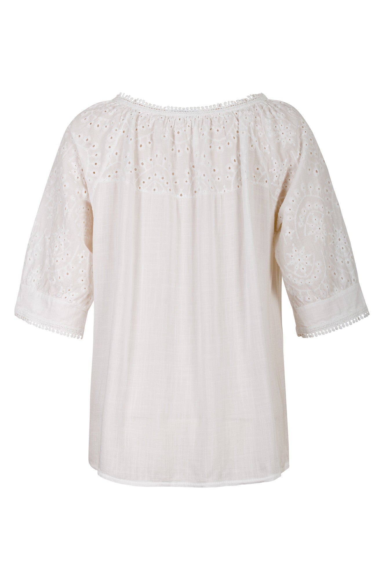 Italian Broderie Anglaise White Blouse 0307A1 | Elegant Embroidered Women's Top for Summer, Beach & Special Occasions
