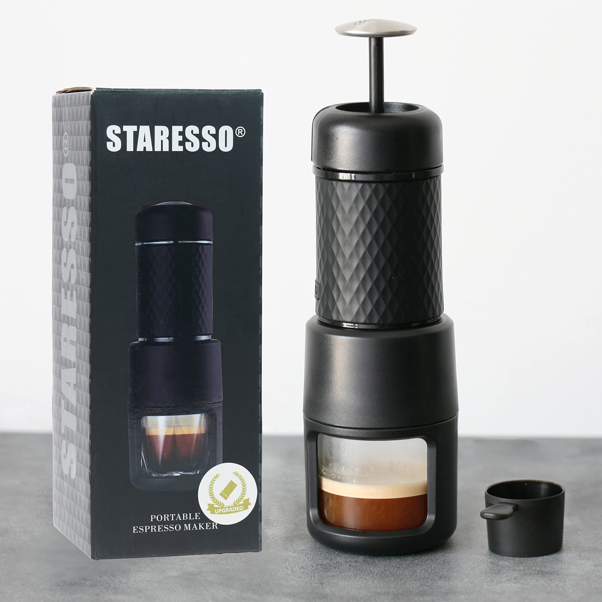 STARESSO SP200 Portable Manual Espresso Maker - Hand Press Coffee Machine for Ground Coffee, Compact Travel Coffee Brewer for Camping, Office & Home Use (Black) | Perfect for Outdoor Adventures, Business Trips & Daily Coffee Rituals
