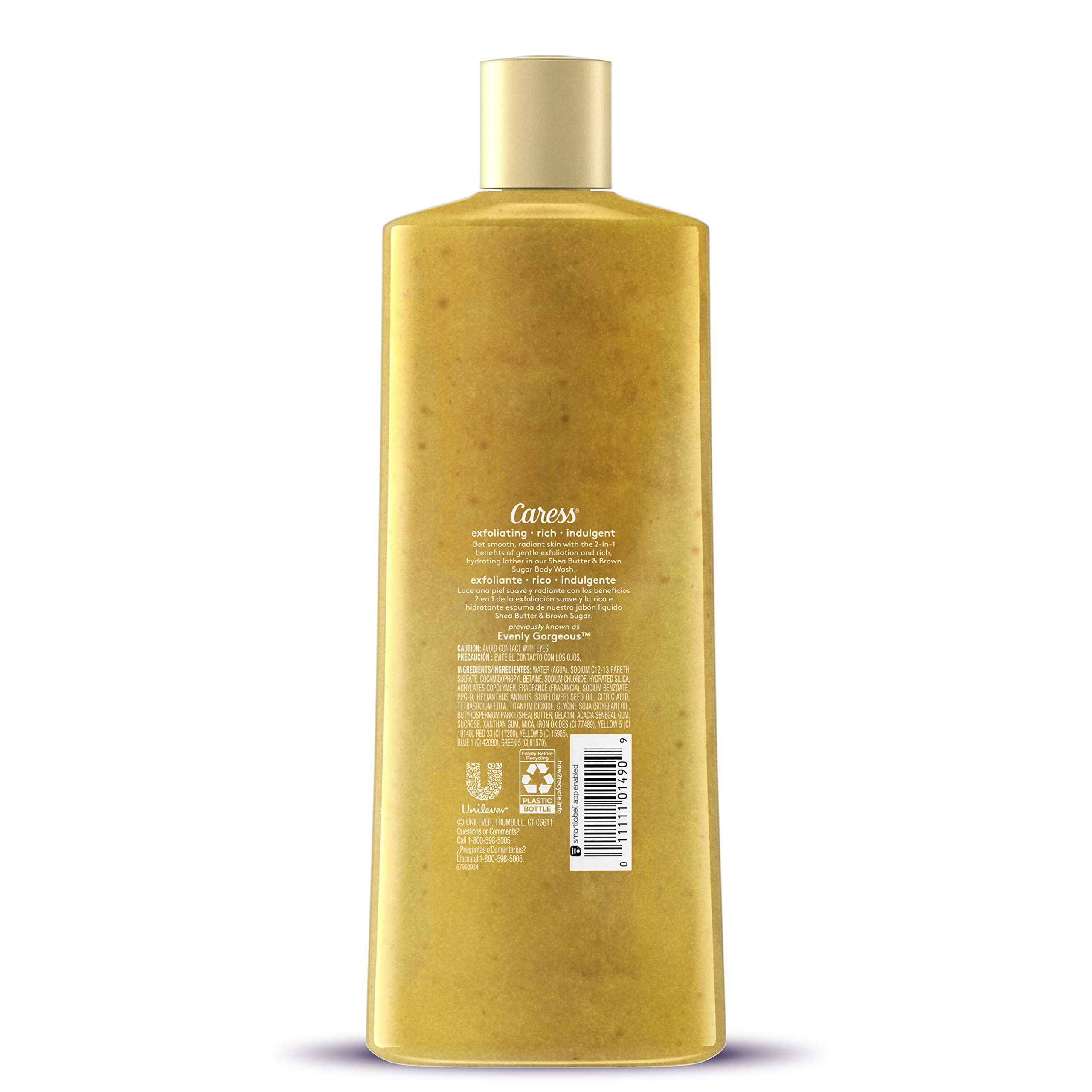 Caress Shea Butter & Brown Sugar Exfoliating Body Wash - Moisturizing & Gentle Skin Care (18 oz, Pack of 3) | Daily Shower, Dry Skin Relief & Spa-Like Experience at Home