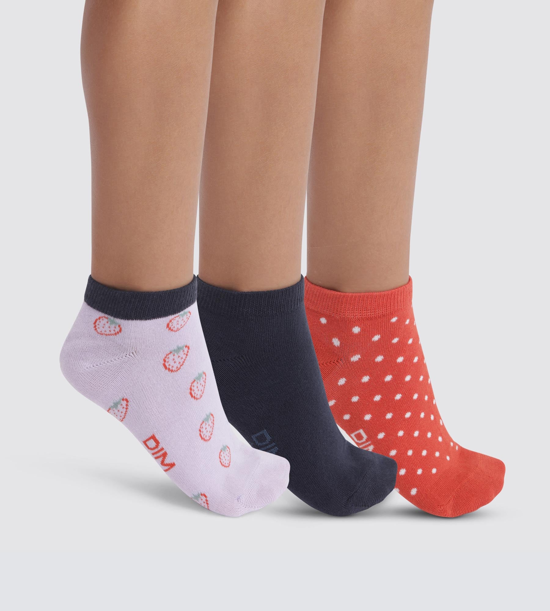 3 Pairs Kids Socks with Strawberry Print - Soft Cotton Lila Socks for Boys & Girls - Perfect for School, Play & Everyday Wear