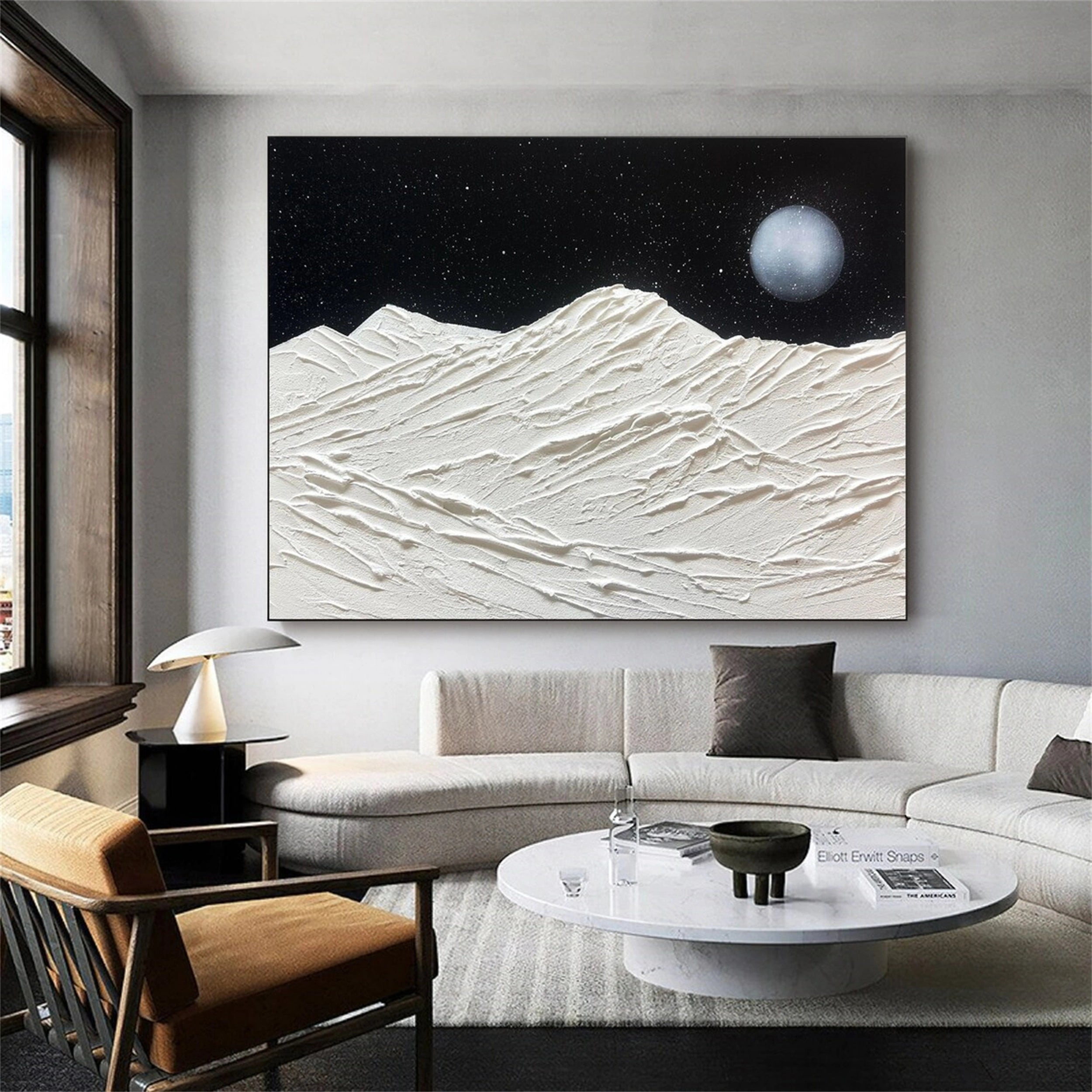 Black and White Textured Minimalist Wall Art Print #MZ059 - Modern Abstract Canvas Painting for Living Room, Bedroom & Office Decor
