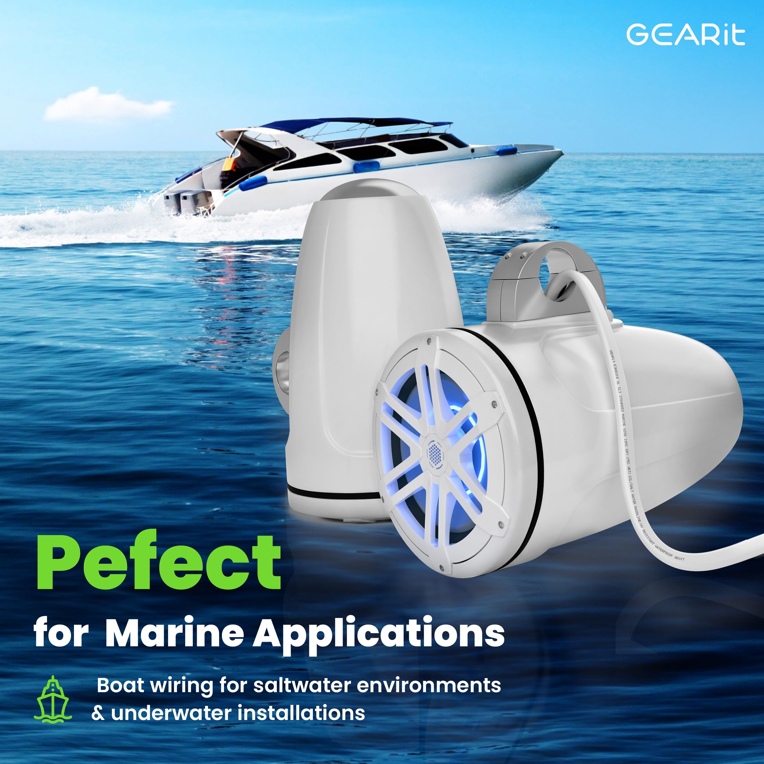GearIT 14 AWG Marine Speaker Cable 200 Feet - Tinned Copper Boat Wire, 2 Conductor Duplex Electrical Grade Oxygen Free OFC - Perfect for Marine Audio Systems, Boat Stereo Installations & Outdoor Speakers