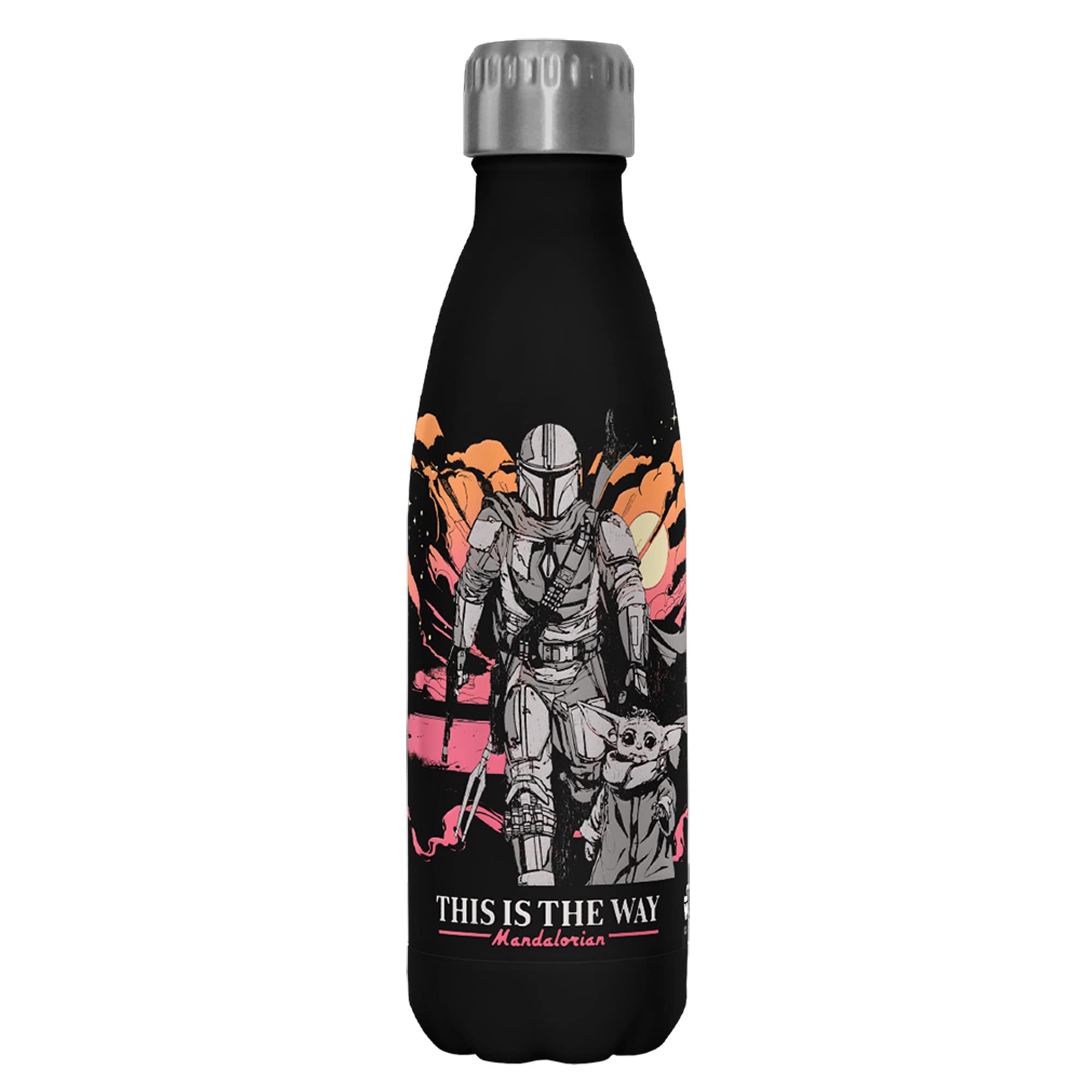 Star Wars The Mandalorian Stainless Steel Water Bottle 20oz - Insulated Double Wall Vacuum Flask for Hot & Cold Drinks - Perfect for School, Gym, Hiking & Office Use