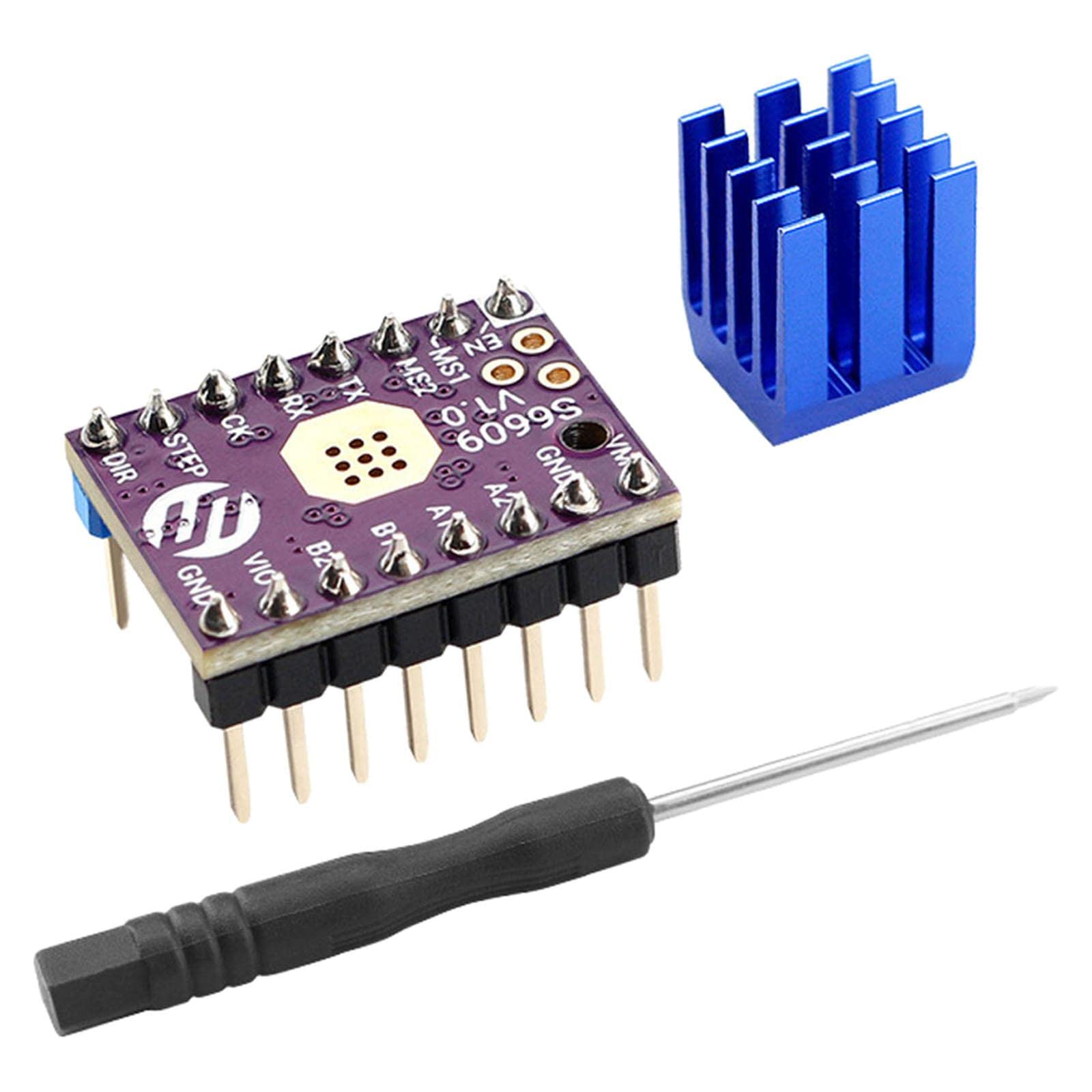 Baoblaze S6609 Stepstick Stepper Motor Driver Module - UART Controller Board with 256 Microsteps for 3D Printers | Silent Drive Technology | Includes Screwdriver | Perfect for CNC Machines, Laser Cutters & DIY Robotics Projects
