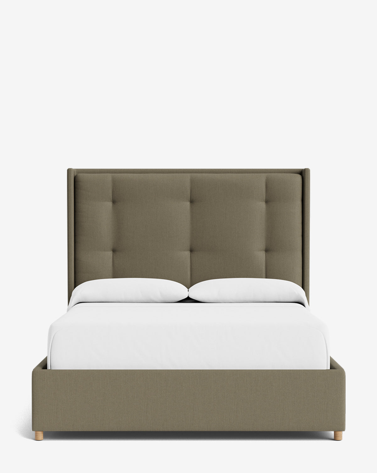 Luxury Ria Upholstered Bed Frame - Queen Size Platform Bed with Soft Fabric Headboard - Modern Bedroom Furniture for Master & Guest Rooms