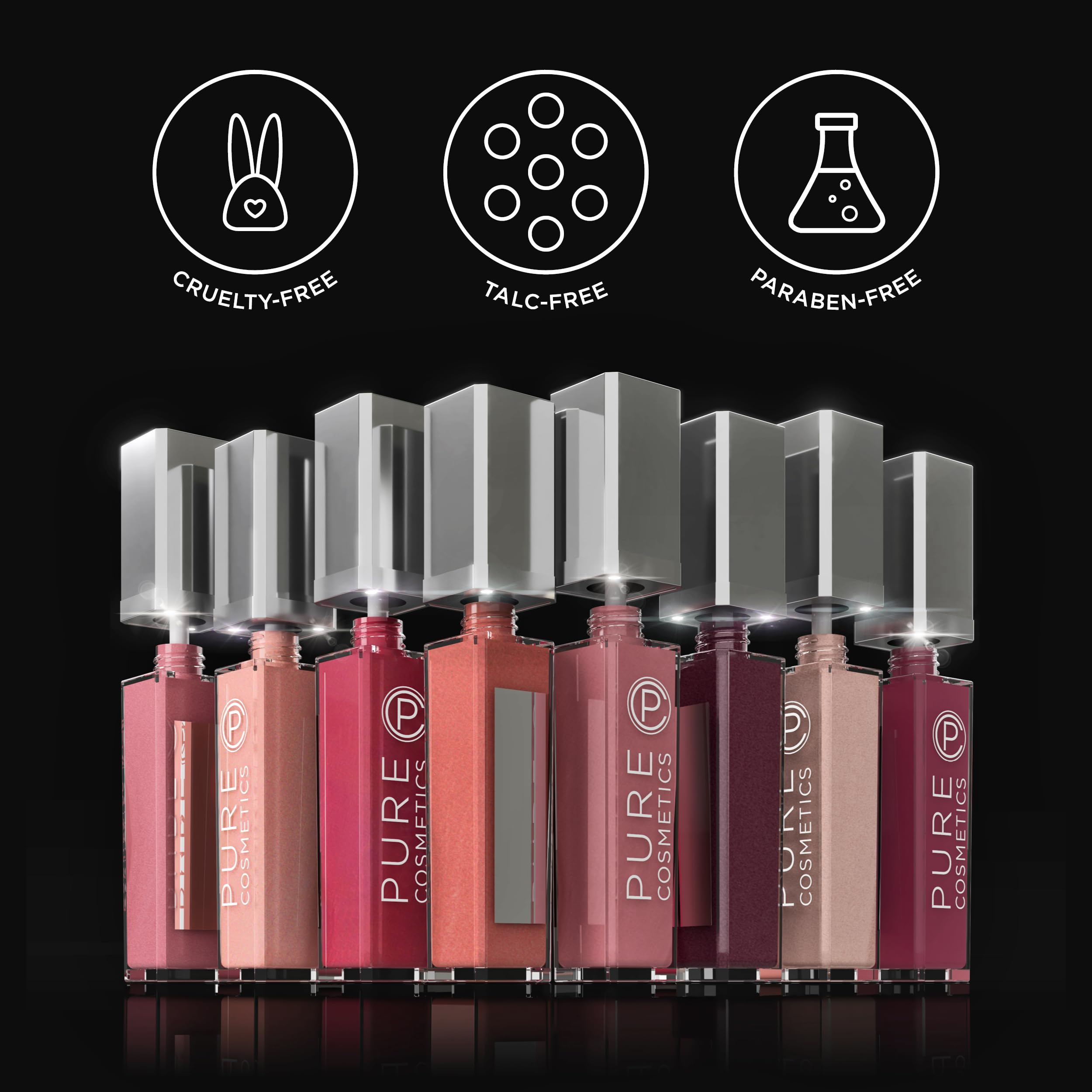 Pure Cosmetics Pure Illumination LED Lip Gloss with Mirror Applicator - Non-Sticky Hydrating Lip Gloss for Dry, Chapped Lips - Moisturizing & Healing Formula (Girl Crush) - Perfect for Night Out, Date Night & Everyday Glam