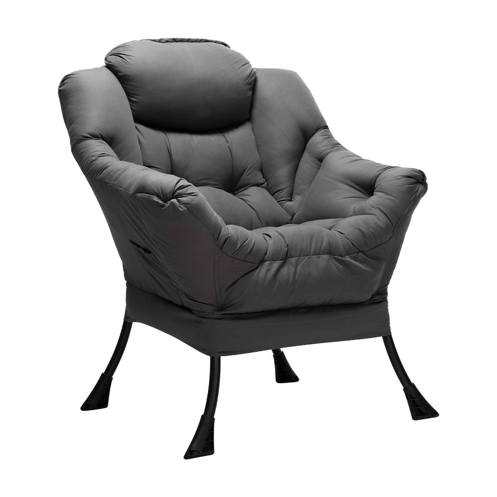 HollyHOME Oversized Fabric Lounge Chair - Dark Grey Accent Reading Chair with Armrests for Living Room, Bedroom & Dorm | Cozy Comfort for Relaxing, Reading & Napping