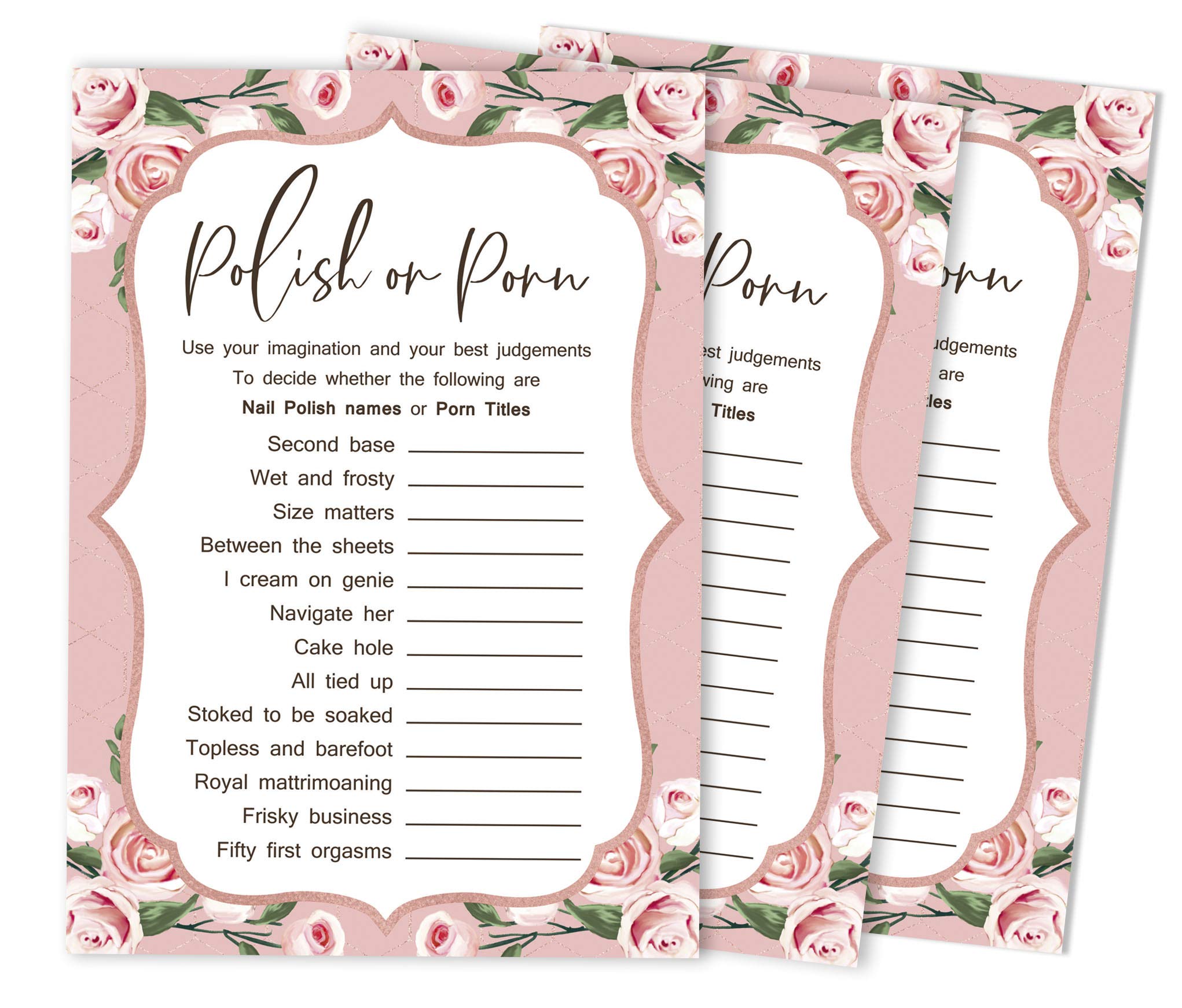 Floral Bridal Gown & Bachelorette Party Game Cards - 50-Pack Bulk Bridal Shower Activity Set for Wedding Celebrations, Girls' Night Out & Bachelorette Games