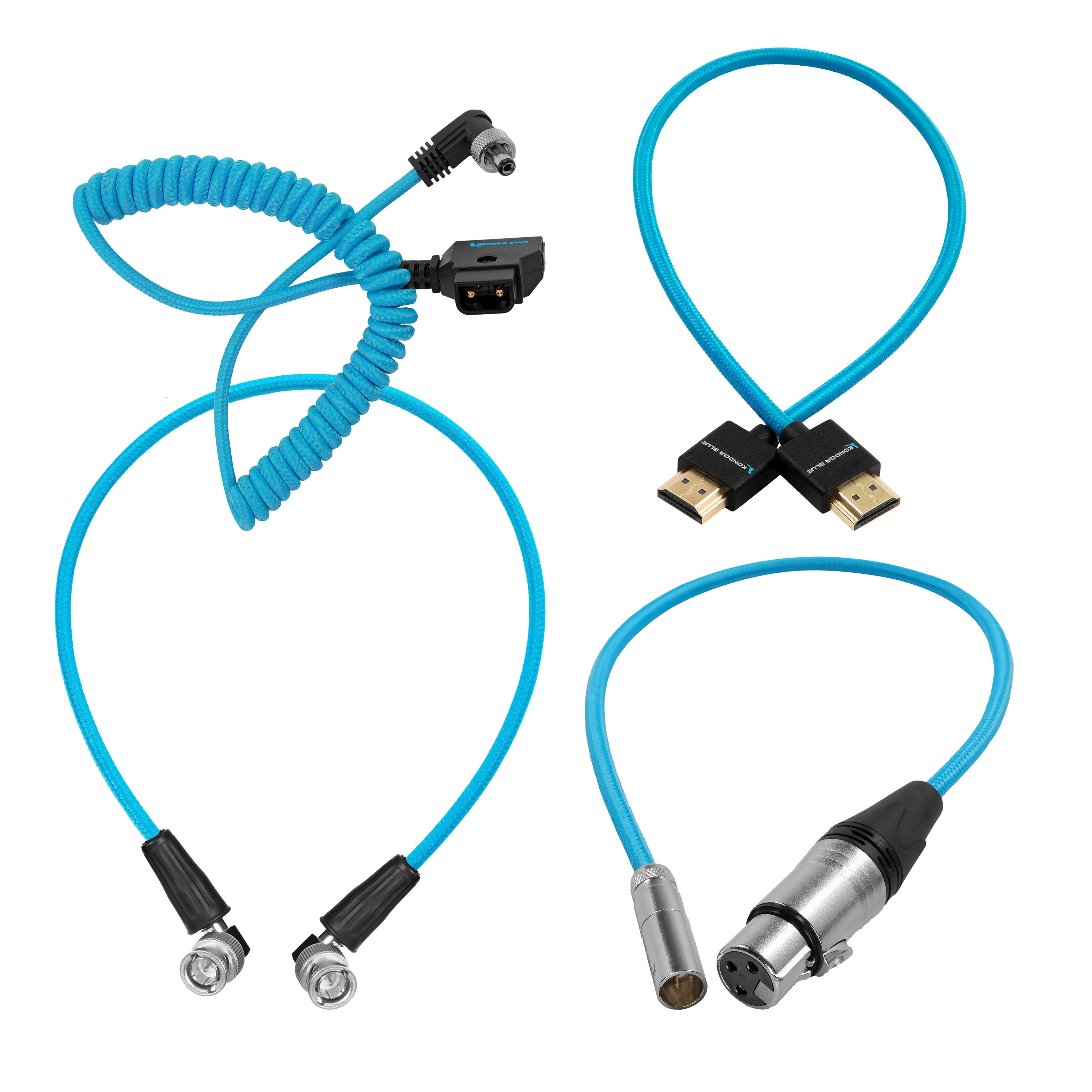 Kondor Blue Blackmagic Video Assist Cable Pack - High-Quality On-Camera Monitor Cables for Filmmaking & Videography | Perfect for DSLR, Mirrorless & Cinema Cameras