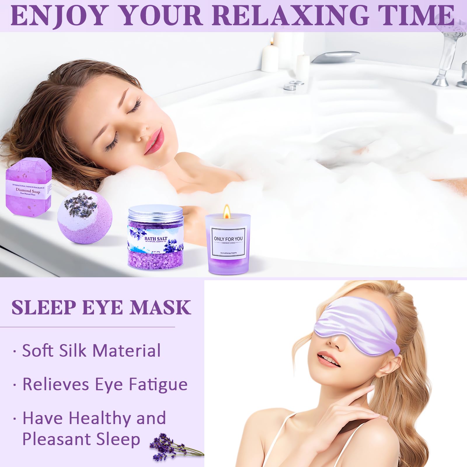 Lavender Spa Gift Basket for Mom - Relaxing Birthday, Mother's Day & Get Well Soon Present for Women with 20oz Tumbler | Perfect for Self-Care, Home Spa & Stress Relief