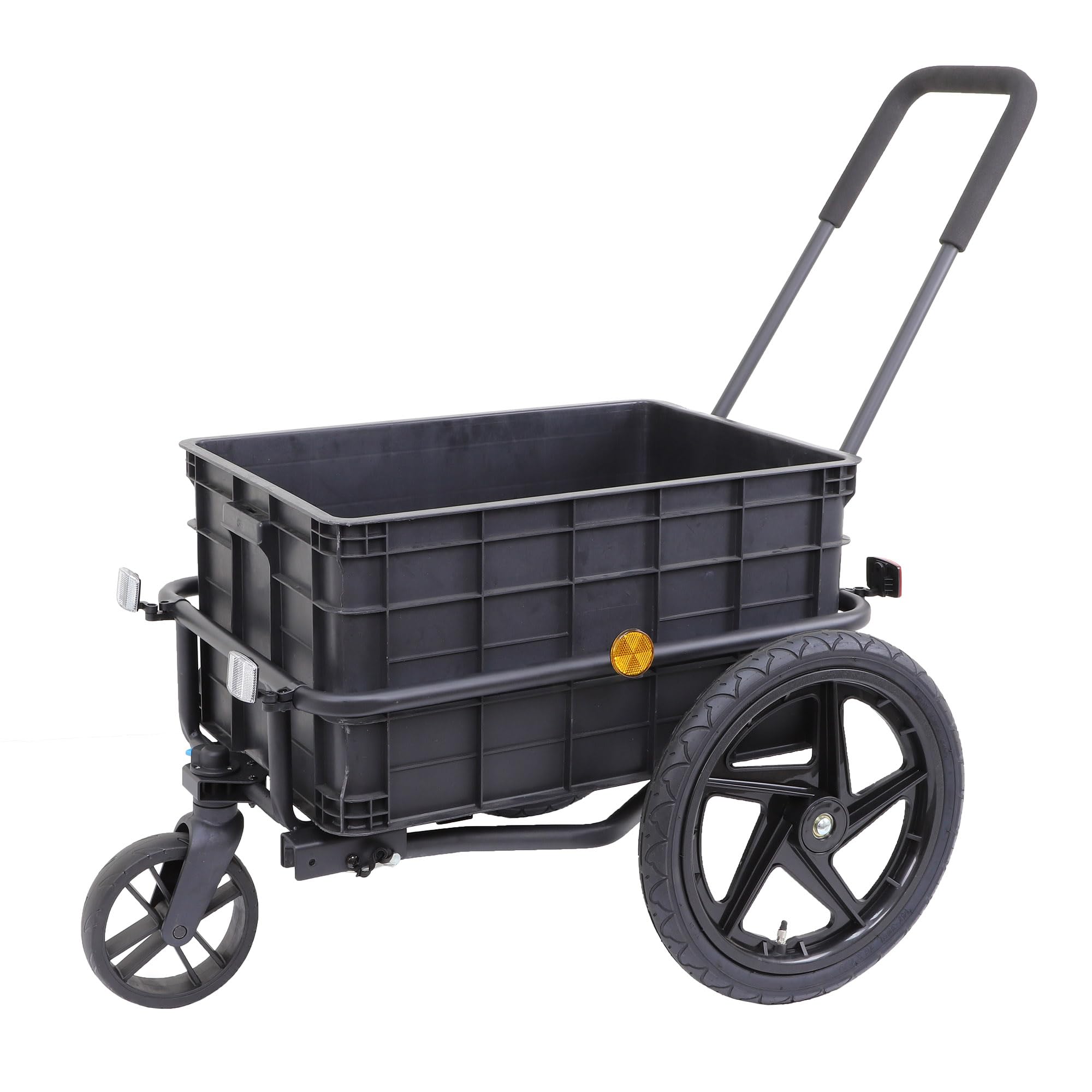Xspec 2-in-1 Bike Cargo Trailer & Pushcart - Convertible Bicycle Trailer with Removable Storage Box, Waterproof Cover, Tow Hitch & Adjustable Handlebar - Perfect for Grocery Shopping, Camping Trips & Family Outings (Black)