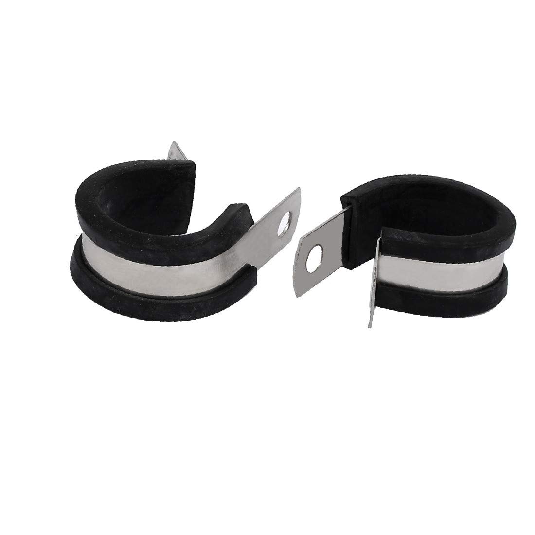 X-DREE 24mm Dia EPDM Rubber Lined P Clips - Heavy Duty Cable Hose Pipe Clamps Holder (2 Pack) - Perfect for Automotive Wiring, Marine Applications & Industrial Pipe Management