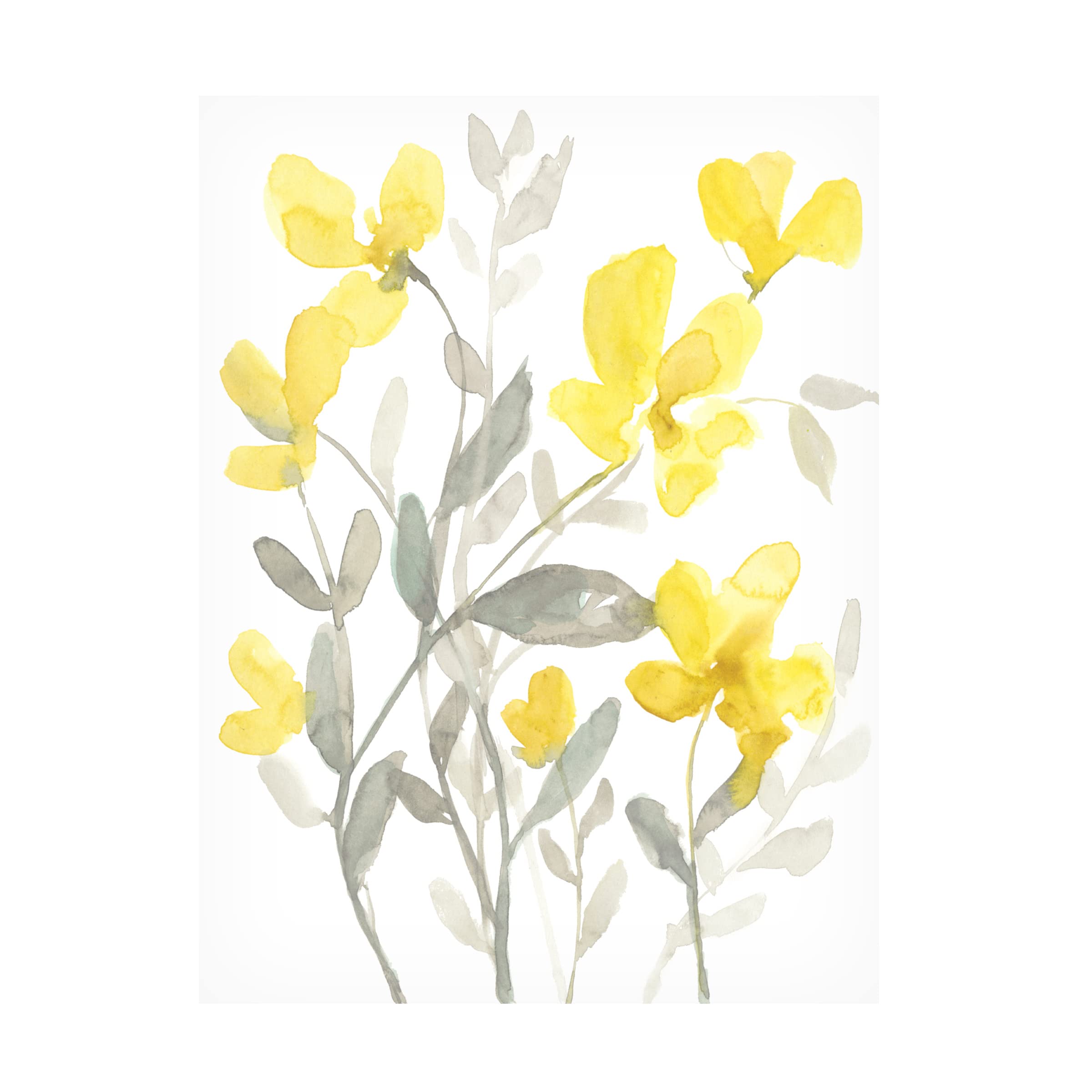 Jennifer Goldberger 'Yellow And Grey Garden II' Canvas Wall Art - Modern Floral Home Decor for Living Room, Bedroom & Office