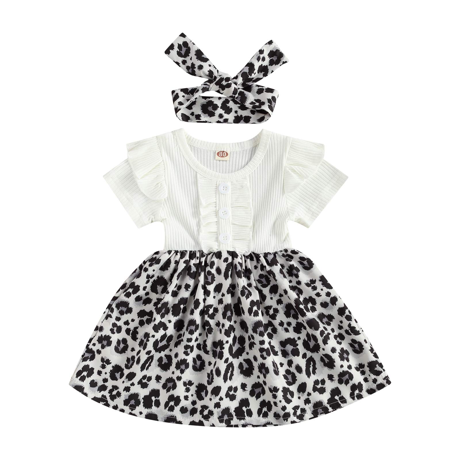 Floral Girls Summer Dress - Short Sleeve Ruffle One-Piece with Round Neck for Kids (White/Yellow) | Perfect for Playdates, Birthday Parties & Family Outings
