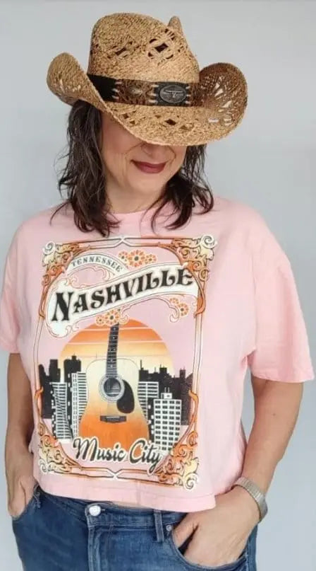 Nashville Graphic Crop Top - Trendy Vintage Music City Tee for Women | Perfect for Concerts, Festivals & Casual Outfits