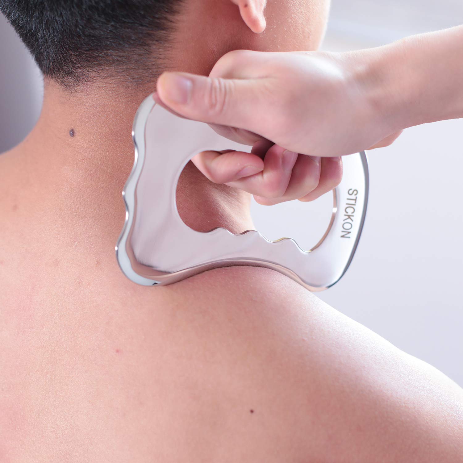 STICKON Stainless Steel Gua Sha Scraping Massage Tool - Professional IASTM Therapy Instrument for Soft Tissue Mobilization & Muscle Recovery | Perfect for Facial Massage, Body Therapy & Pain Relief (STICKON-04)