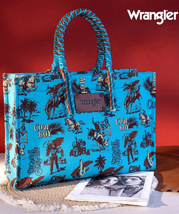 Wrangler Cowboy Print Tote Bag - Stylish Western Design for Women & Men - Perfect for Shopping, Travel & Outdoor Adventures