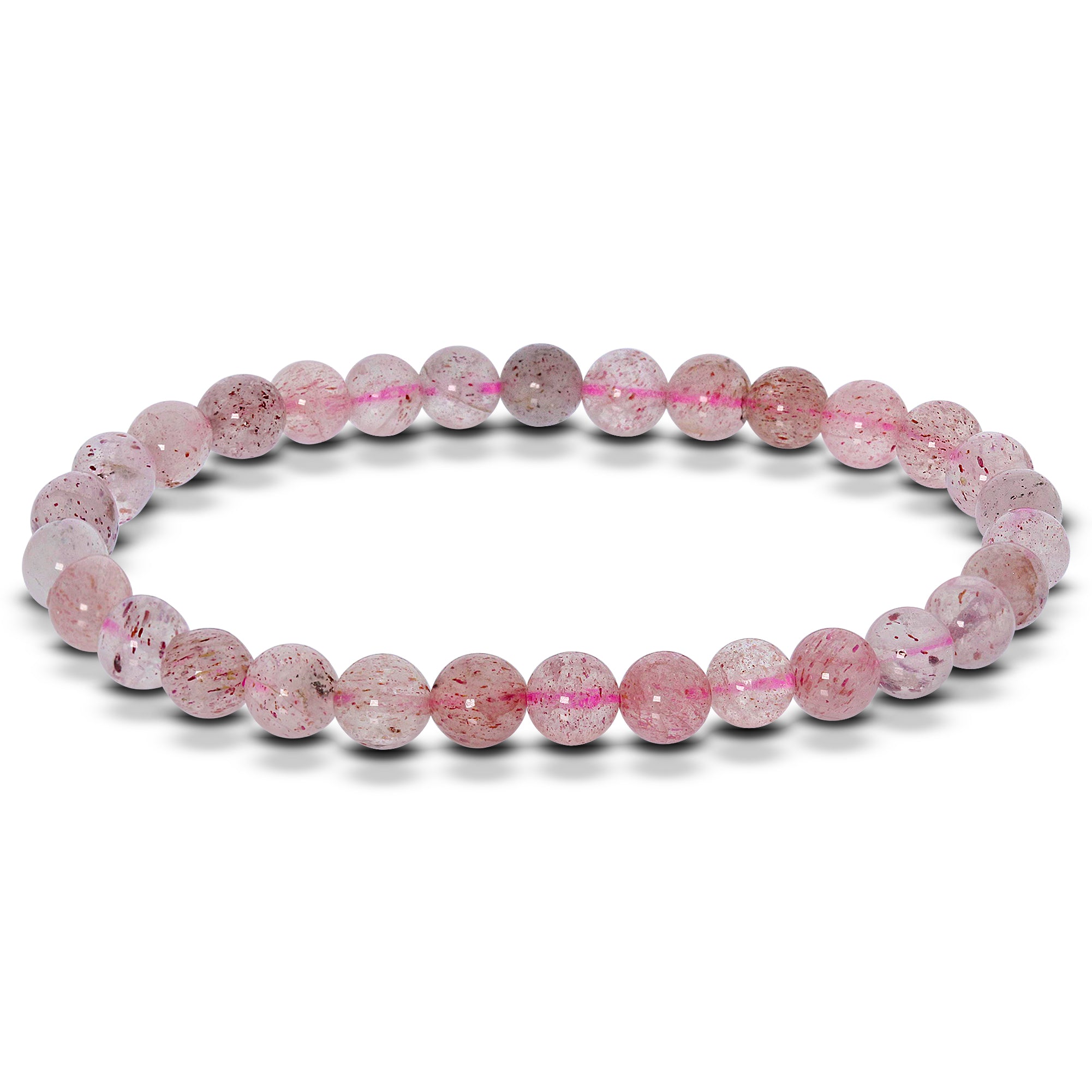 6mm Strawberry Quartz Gemstone Bead Stretch Bracelet for Women & Men | Healing Crystal Jewelry for Meditation, Yoga & Positive Energy