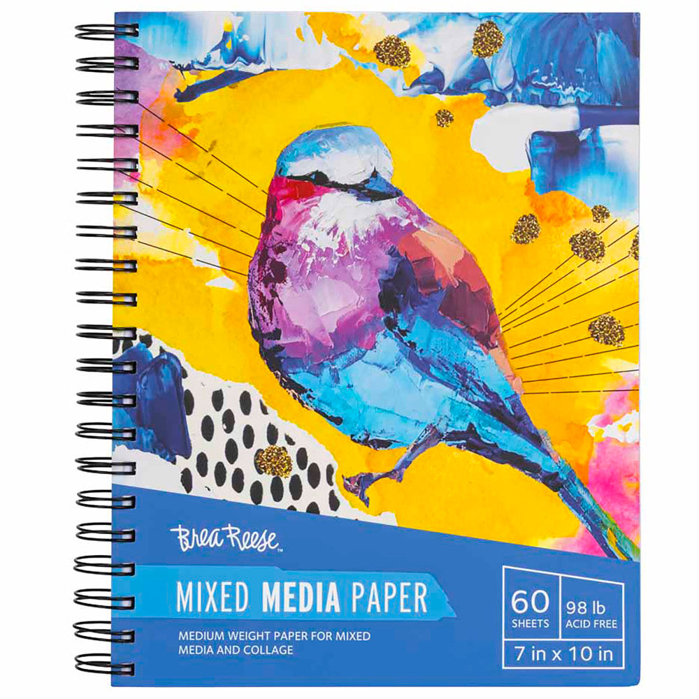 Brea Reese Mixed Media Paper Pad - 60 Sheets, 7x10 Inches, 98 lb Acid Free - Perfect for Watercolor, Acrylic & Ink Art Projects