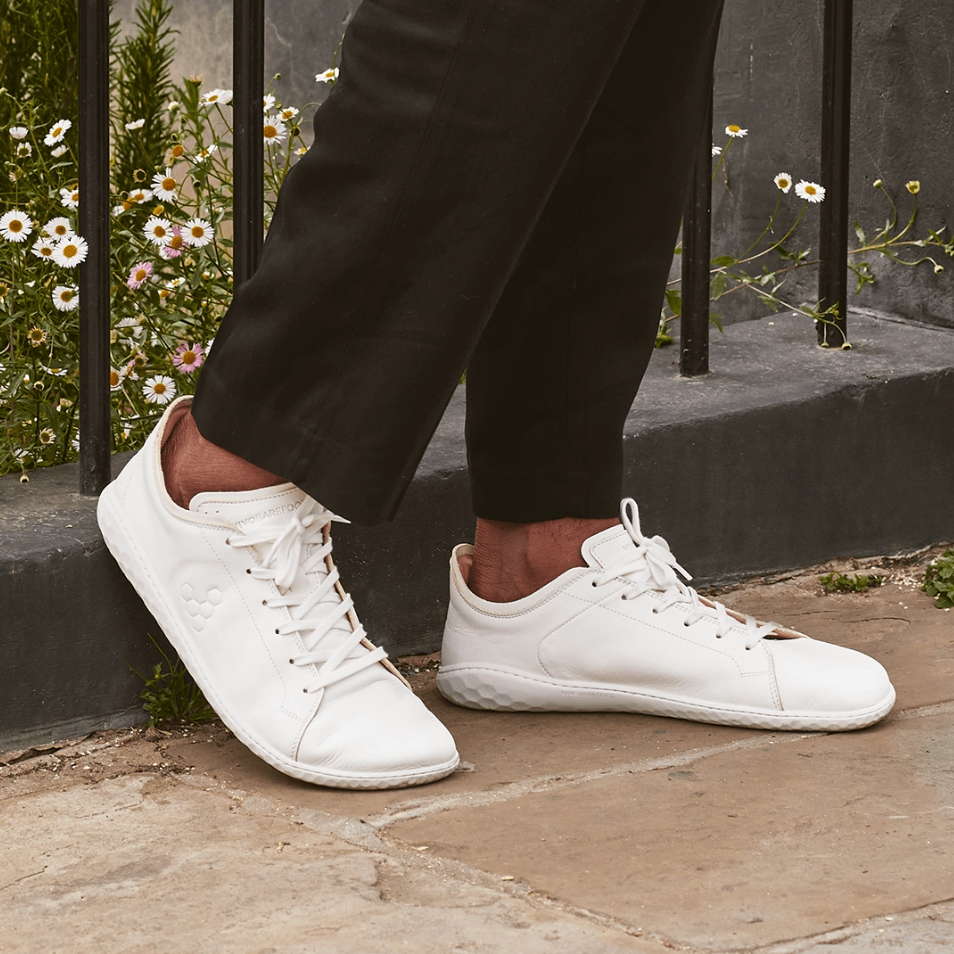 Vivobarefoot Women's Geo Court III - Minimalist Barefoot Shoes in Bright White | Comfortable & Stylish for Walking, Running & Everyday Wear