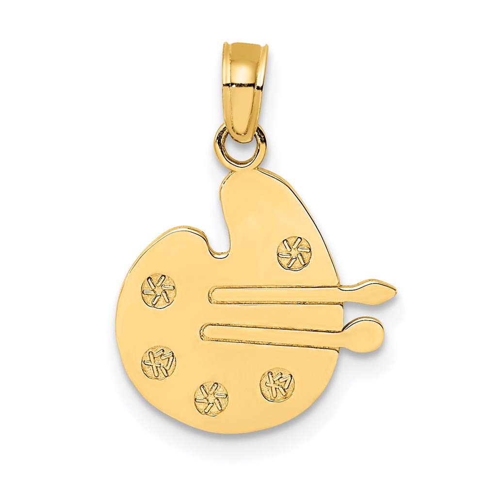 14K Yellow Gold Paint Palette & Brushes Charm Pendant Necklace - Artistic Jewelry Gift for Artists, Painters & Art Lovers - Perfect for Birthdays, Anniversaries & Creative Inspiration