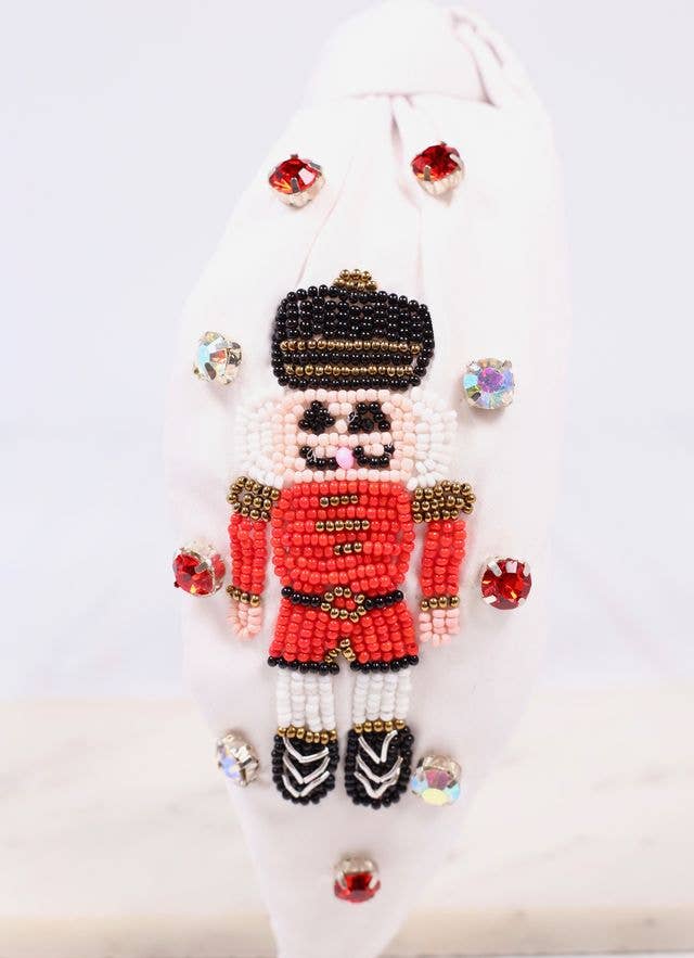 White Nutcracker Headband - Christmas Party Accessory for Women & Girls - Perfect for Holiday Photos, Costumes & Festive Events