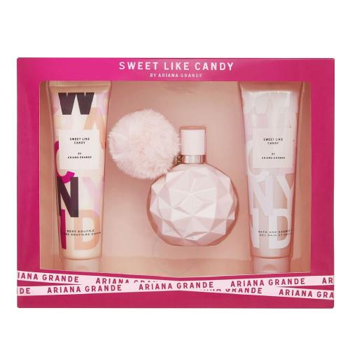 Ariana Grande Sweet Like Candy Perfume Gift Set - 3 Piece Fragrance Collection for Women | Perfect for Fall Gifts, Birthday Presents & Romantic Occasions