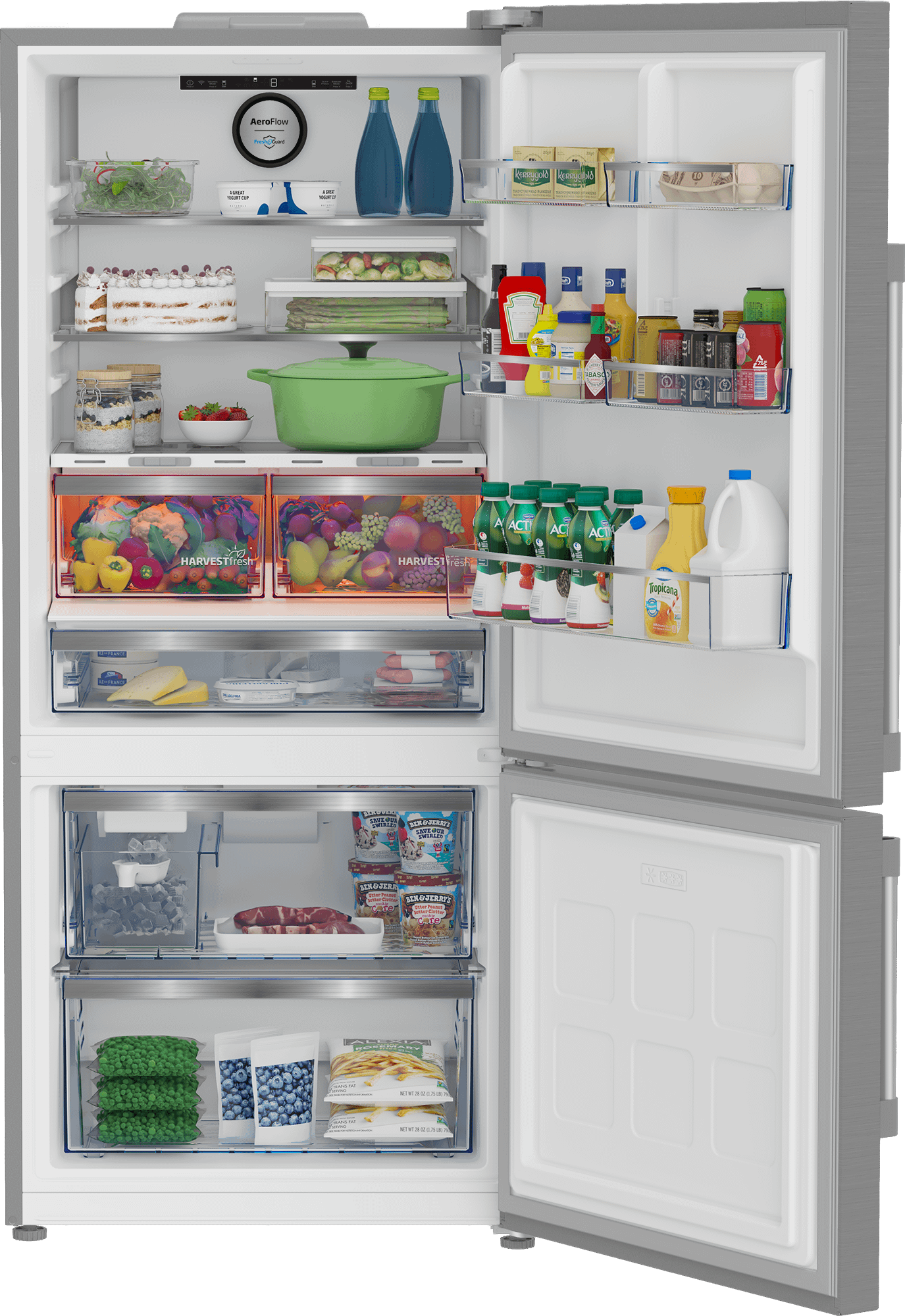 Beko BFBF30216SSIM 30 Inch Stainless Steel Bottom Freezer Refrigerator - Energy Efficient, Spacious Design for Modern Kitchens & Home Use