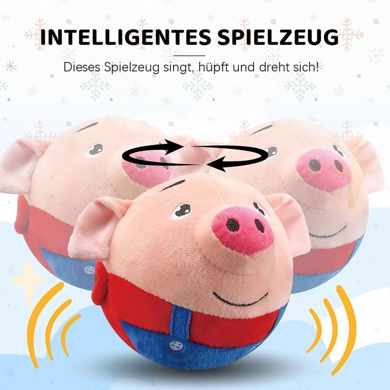 2024 Upgraded Interactive Squeaky Moving Dog Toy - Electronic Bouncing Plush Pig with Sound, Washable Pet Puppy Toy for Boredom Relief | Perfect for Indoor Play, Training & Bonding with Your Dog