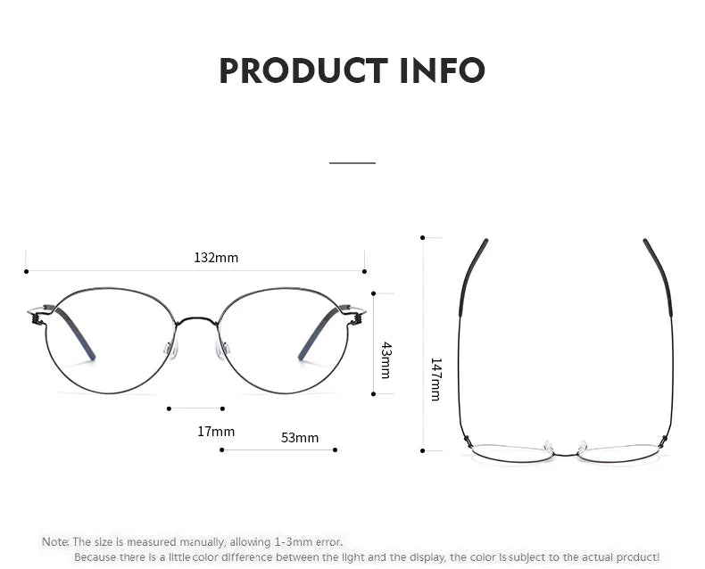 Aimee Women's Full Rim Oval Round Screwless Titanium Eyeglasses - Lightweight & Durable Eyewear for Work, Reading & Everyday Use