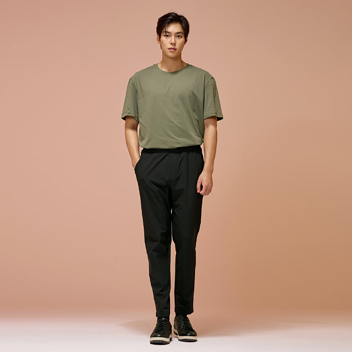Elastic Waist Tapered Fit Pants for Men - Comfortable Stretchable Casual Trousers for Work, Travel & Everyday Wear