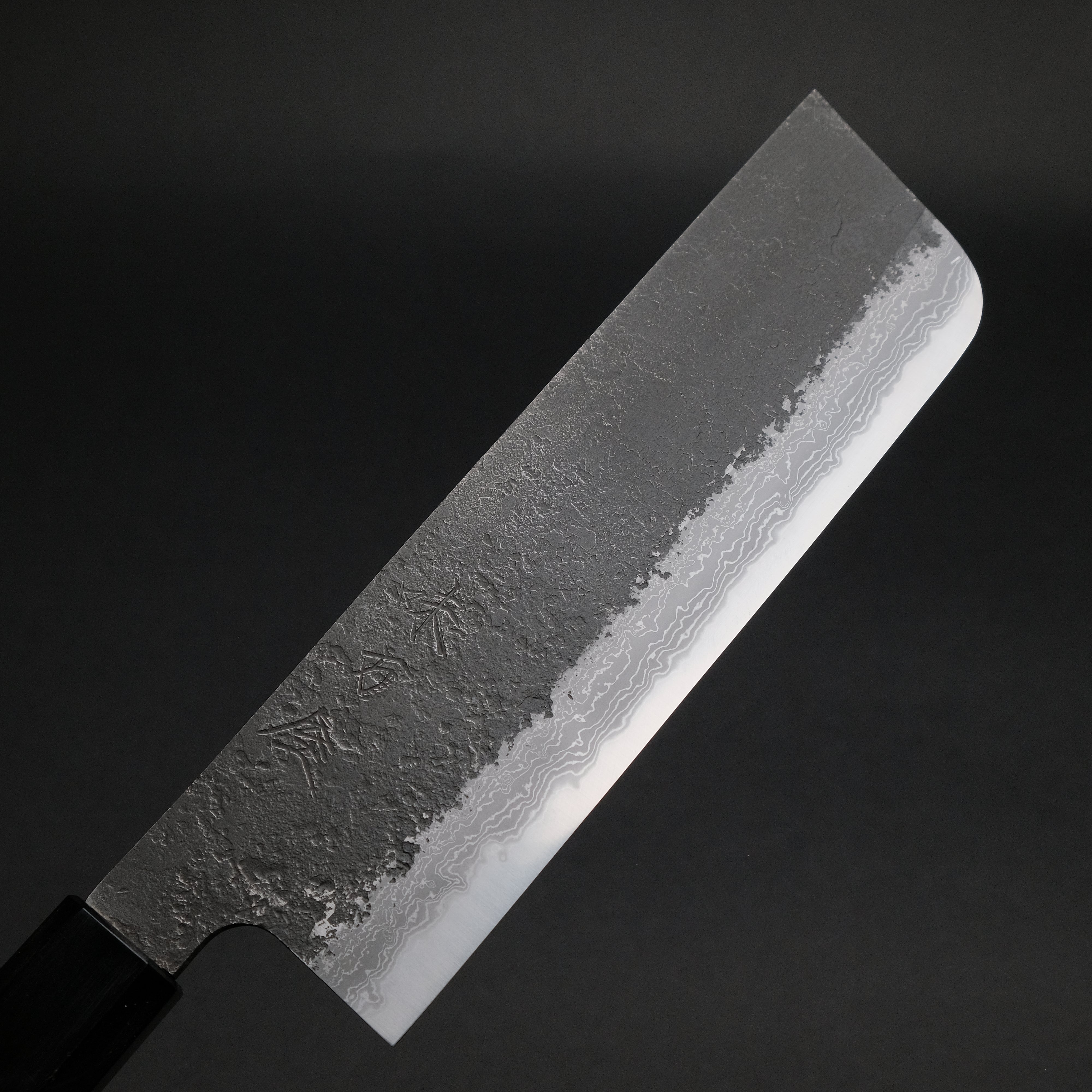 Ajikataya White #2 Nashiji Damascus Nakiri Knife 180mm - Olive Wood & Buffalo Horn Handle - Professional Japanese Vegetable Knife for Precise Chopping, Slicing, and Dicing in Home Kitchens