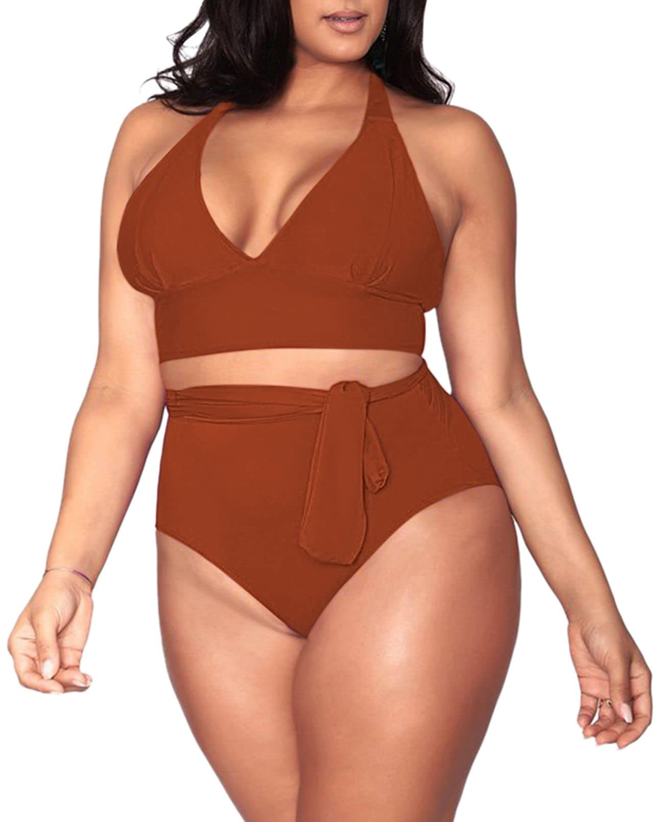 Sovoyontee Women's Plus Size High Waisted Tummy Control Swimwear - Full Coverage Bathing Suit for Women | Perfect for Beach, Pool & Summer Vacations