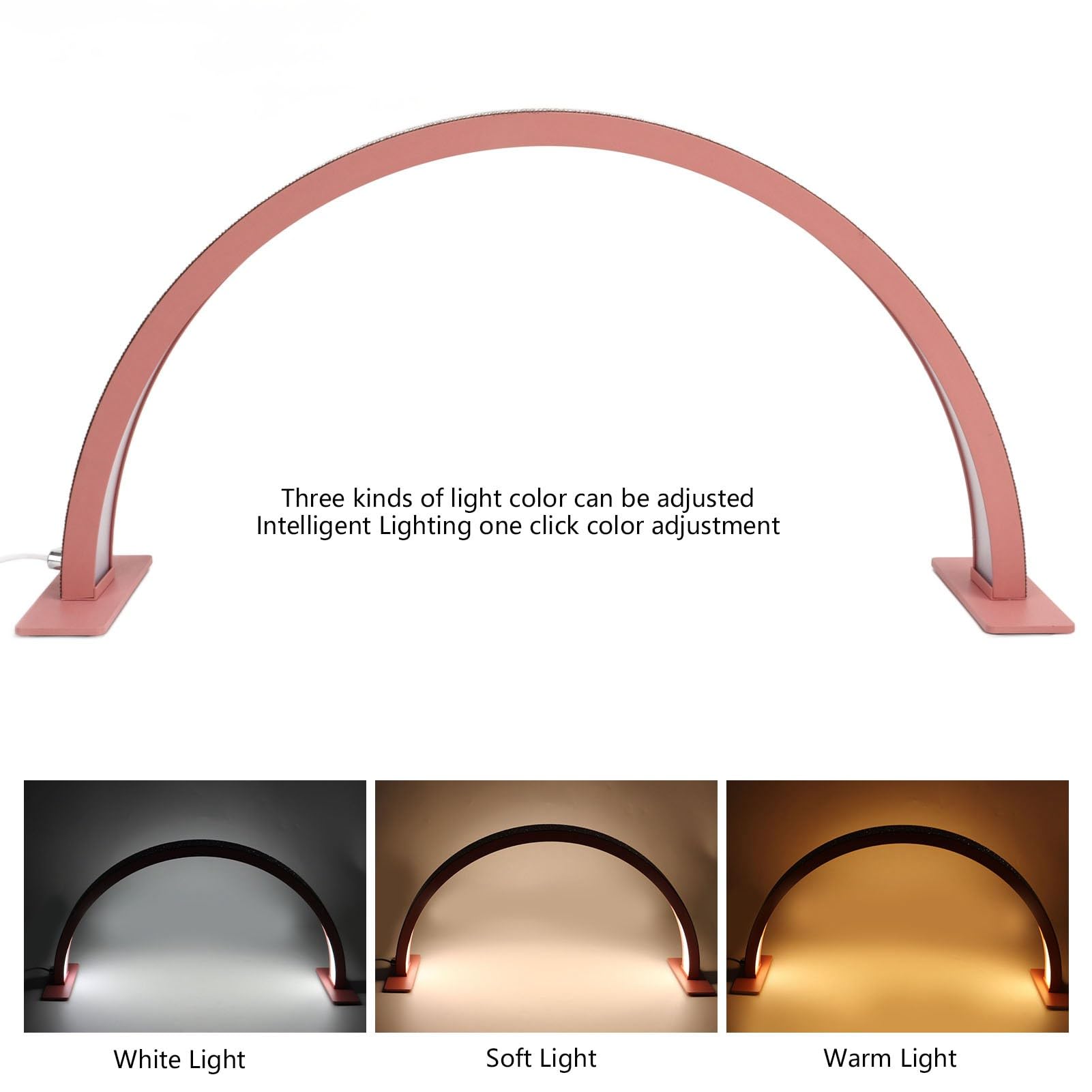 22in LED Lash & Nail Lamp - 30W Dimmable 3000K-6000K Adjustable Light for Salon, Home & Professional Use - Half Moon Design with Wire Control Switch - Perfect for Eyelash Extensions, Nail Art, Skincare & Eyebrow Shaping (US Plug)