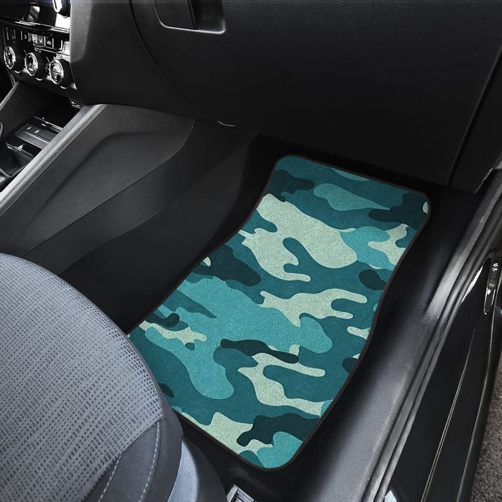 Premium Blue Teal Camouflage Car Floor Mats - All-Weather Protection, Non-Slip Design, Universal Fit for Most Vehicles - Perfect for Off-Road Adventures & Daily Commutes
