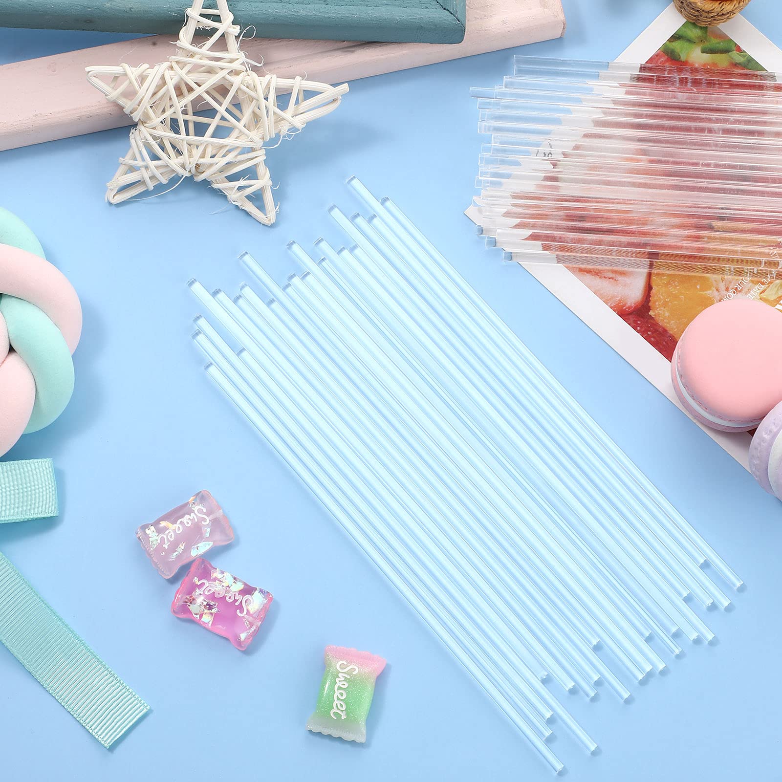 Zopeal 200-Pack Clear Acrylic Lollipop Sticks 6 Inch - Premium Cake Pop Sticks for Candy Making, Chocolate Dipping, Wedding Favors, Halloween & Christmas Treats - Perfect for DIY Desserts, Party Decorations and Baking Supplies