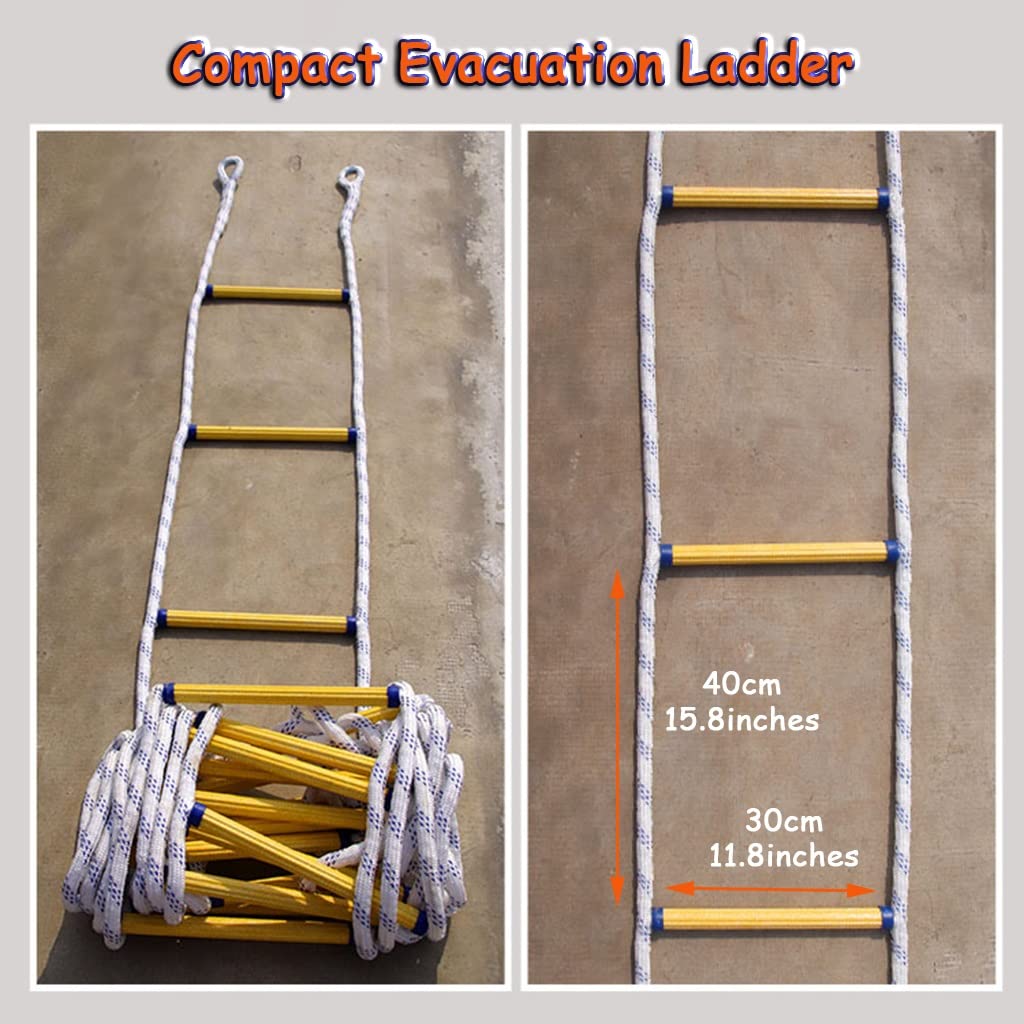 Durable Epoxy Resin Fire Escape Ladder - Portable & Reusable Emergency Rescue Ladder with Hook for Home Safety | Perfect for Second Floor Window Evacuation & Emergency Preparedness