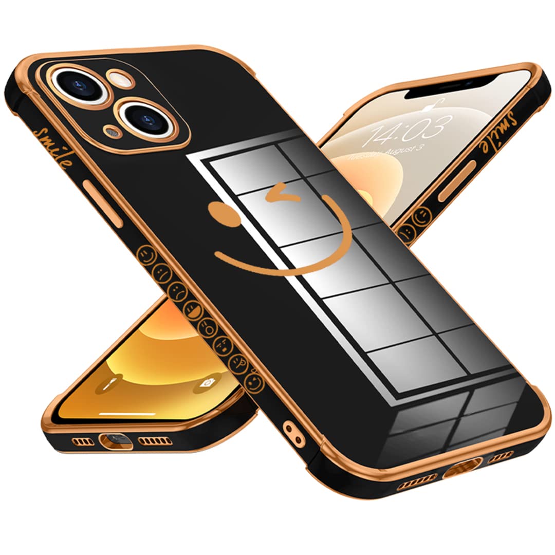 Premium Soft TPU iPhone 12 Case with Smiley Face Print - Camera Lens Protection & Reinforced Corners Bumper Cover for Women & Girls | Perfect for Everyday Use, Work, and Travel