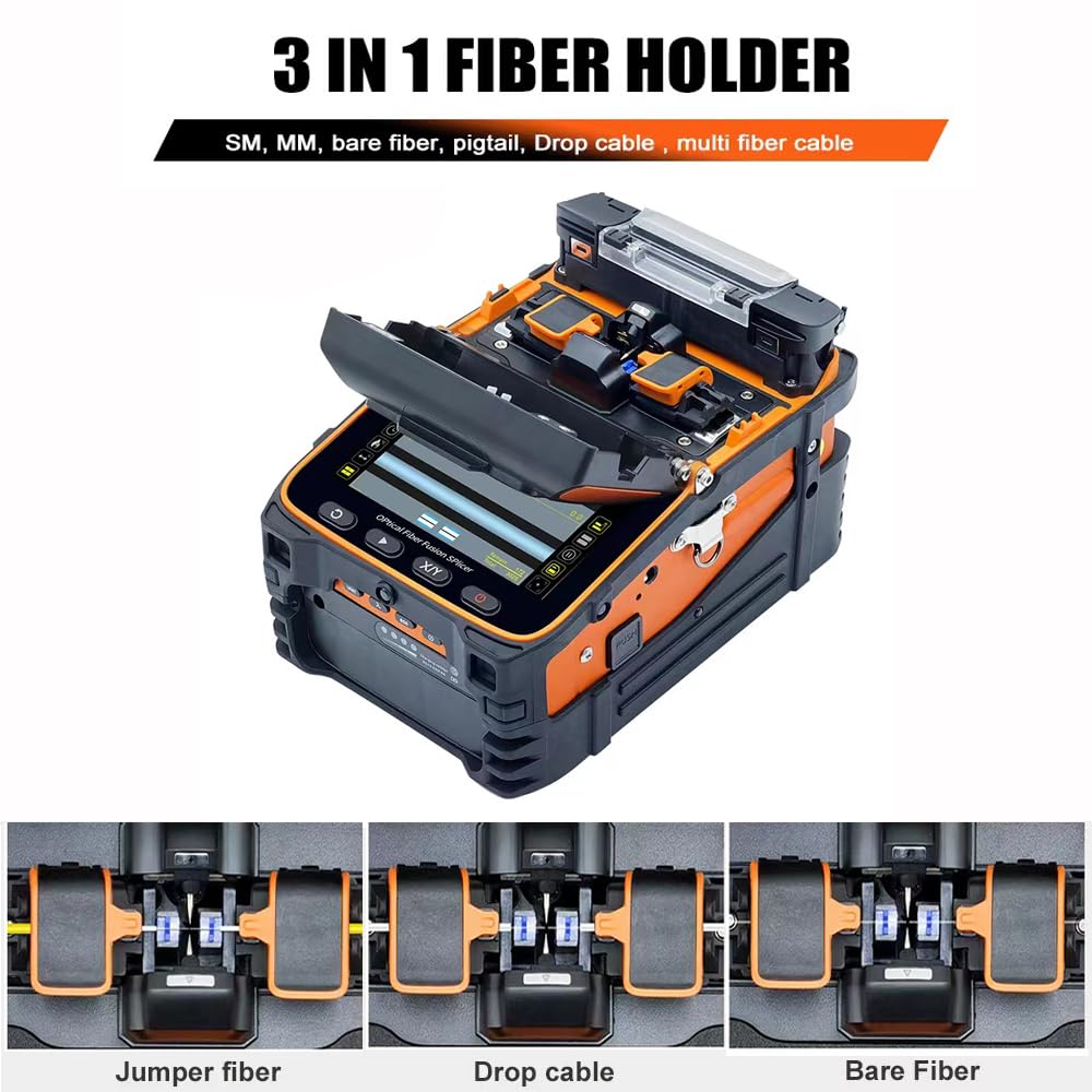 SM&MM Automatic Intelligent Optical Fiber Fusion Splicer Machine (AI-9) with Fiber Cleaver Kit - Professional Fiber Optic Welding & Splicing Tool for Telecom, Data Centers & Network Installations