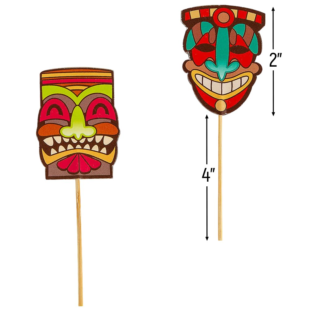 Fun Express Tiki Food Picks - 24 Piece Colorful Party Appetizer Skewers for Tropical Luau, BBQ, and Cocktail Garnish - Perfect for Hawaiian Themed Parties and Summer Gatherings