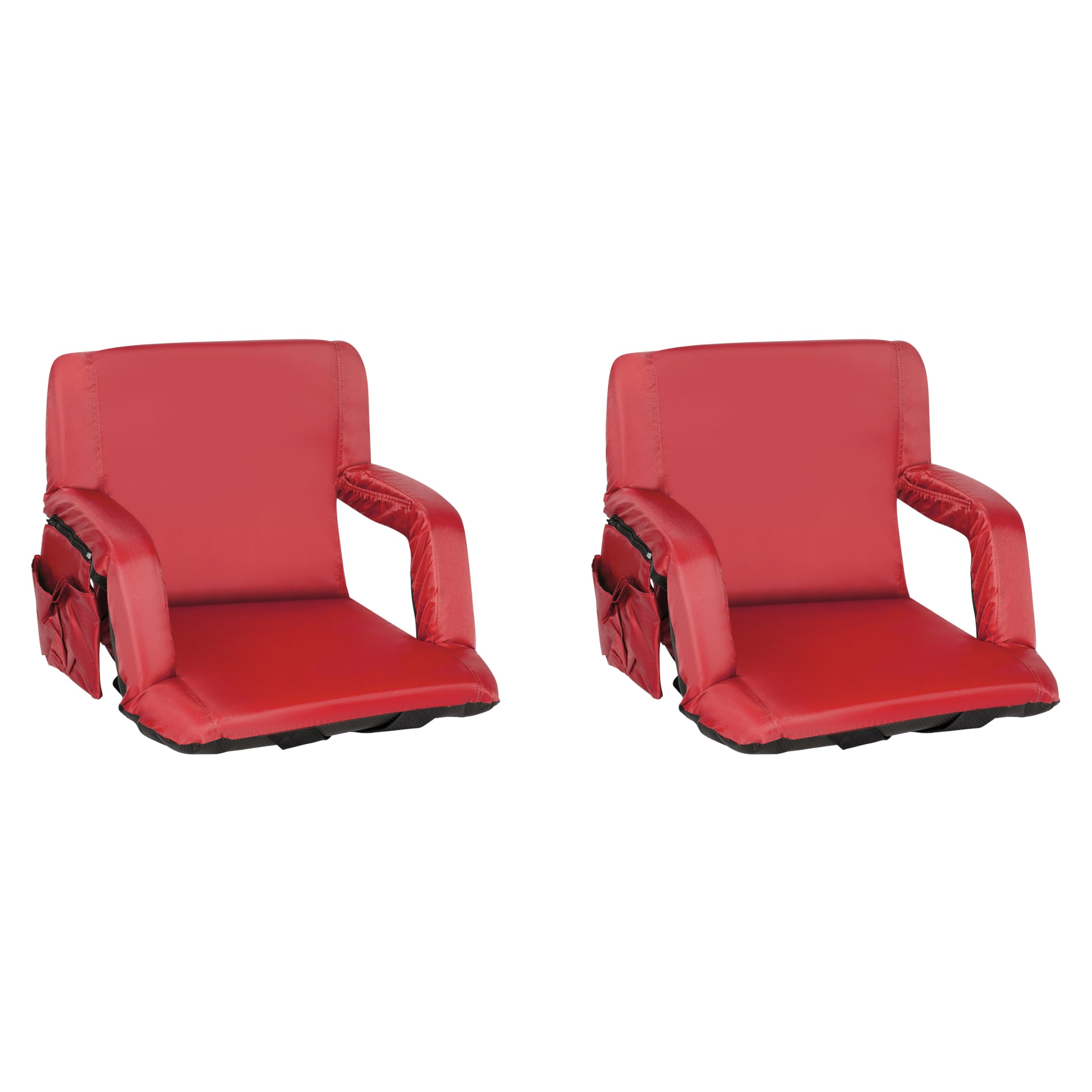 EMMA + OLIVER Portable Stadium Chair with Armrests - Lightweight Folding Camping Chair with Reclining Back, Padded Seat, Storage Pockets & Backpack Straps - Perfect for Outdoor Sports, Concerts, Camping & Beach Trips