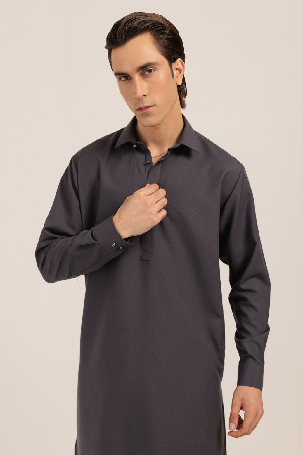 Stylish Blended Grey Kurta Shalwar Set - Premium Cotton Comfort Wear for Men - Perfect for Eid, Weddings & Festive Occasions